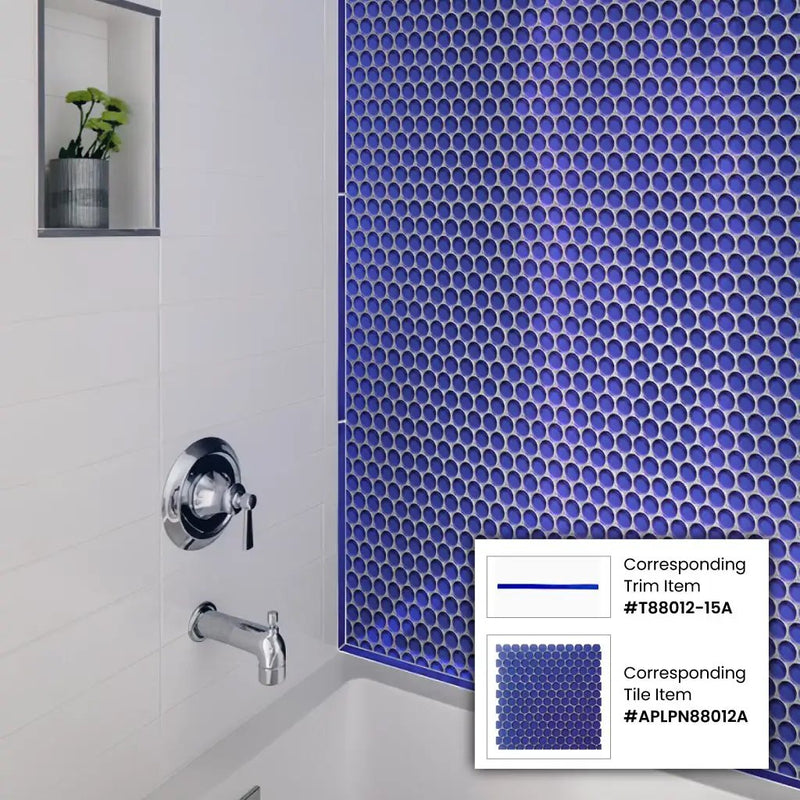 Cobalt Blue 0.5x12 Glossy Glass Pencil Tile Trim (10 pack, 0.5 sq ft/case) by Apollo Tile