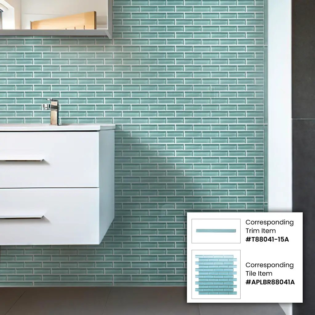 Sky Blue 12x12 Glossy Brick Glass Mosaic Tile (5 pack, 4.92 sq ft/case) by Apollo Tile