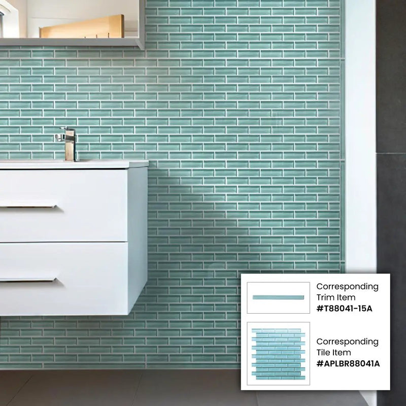 Sky Blue 12x12 Glossy Brick Glass Mosaic Tile (5 pack, 4.92 sq ft/case) by Apollo Tile