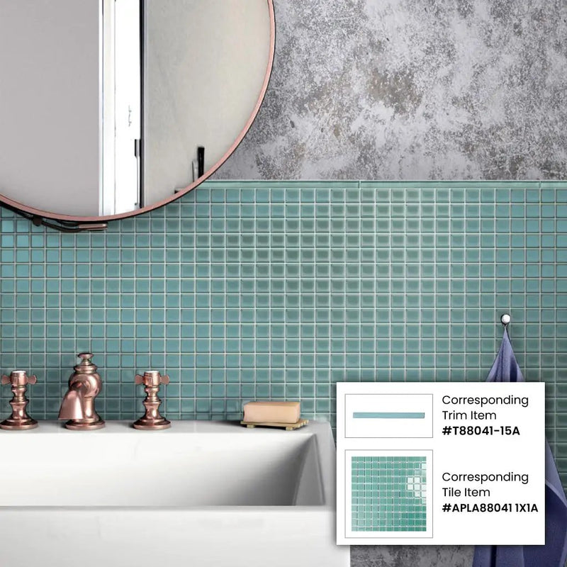Sky Blue 12x12 Glossy Square Glass Mosaic Tile (10 pack, 9.67 sq ft/case) by Apollo Tile
