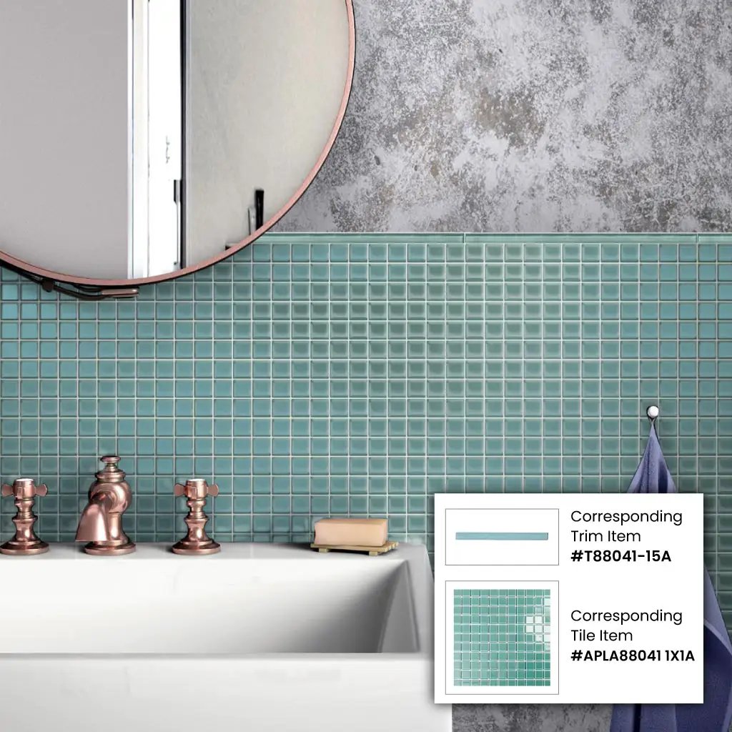 Sky Blue 0.5x12 Glossy Glass Pencil Tile Trim (10 pack, 0.5 sq ft/case) by Apollo Tile