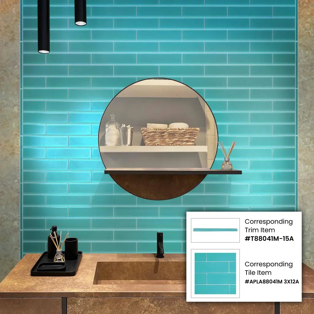 Sky Blue 3x12 Glossy Subway Glass Tile (20 pack, 5 sq ft/case) by Apollo Tile