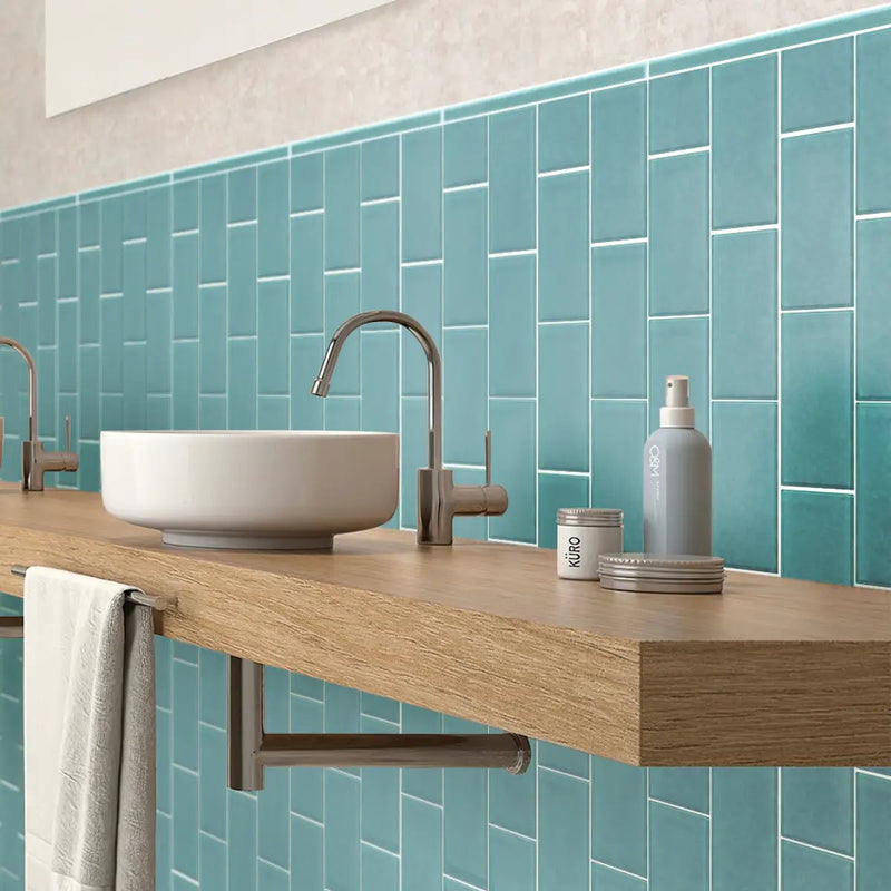 Sky Blue 3x6 Matte Subway Glass Tile (40 pack, 5 sq ft/case) by Apollo Tile