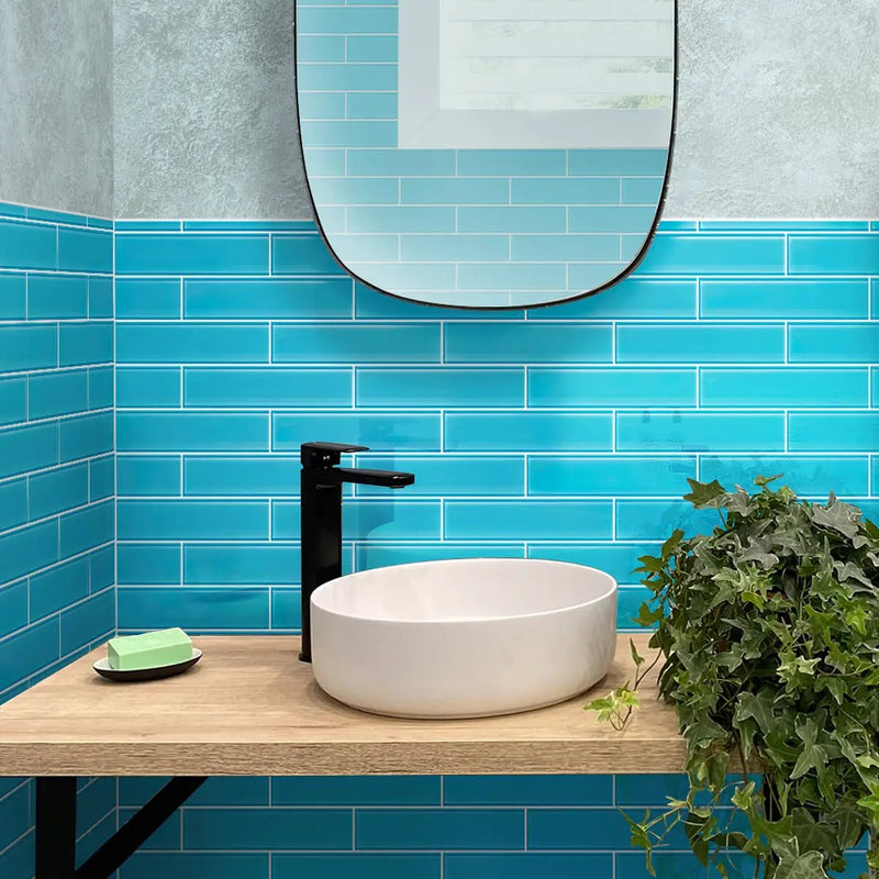 Sapphire Blue 3x12 Glossy Subway Glass Tile (20 pack, 5 sq ft/case) by Apollo Tile