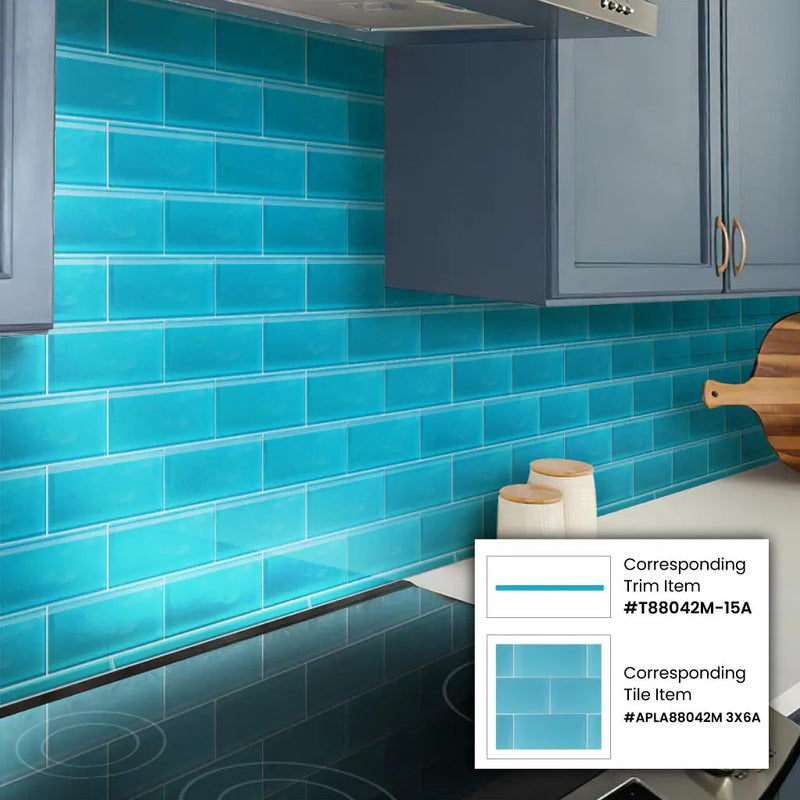 Sapphire Blue 0.5x12 Matte Glass Pencil Tile Trim (10 pack, 0.5 sq ft/case) by Apollo Tile