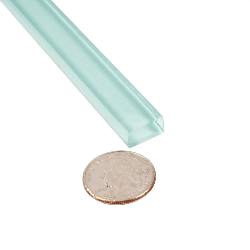 Blizzard Blue 0.5x12 Glossy Glass Pencil Tile Trim (10 pack, 0.5 sq ft/case) by Apollo Tile