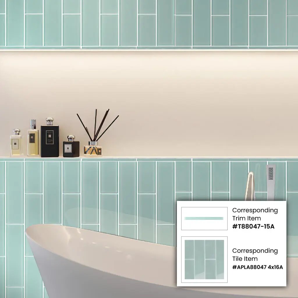 Blizzard Blue 0.5x12 Glossy Glass Pencil Tile Trim (10 pack, 0.5 sq ft/case) by Apollo Tile