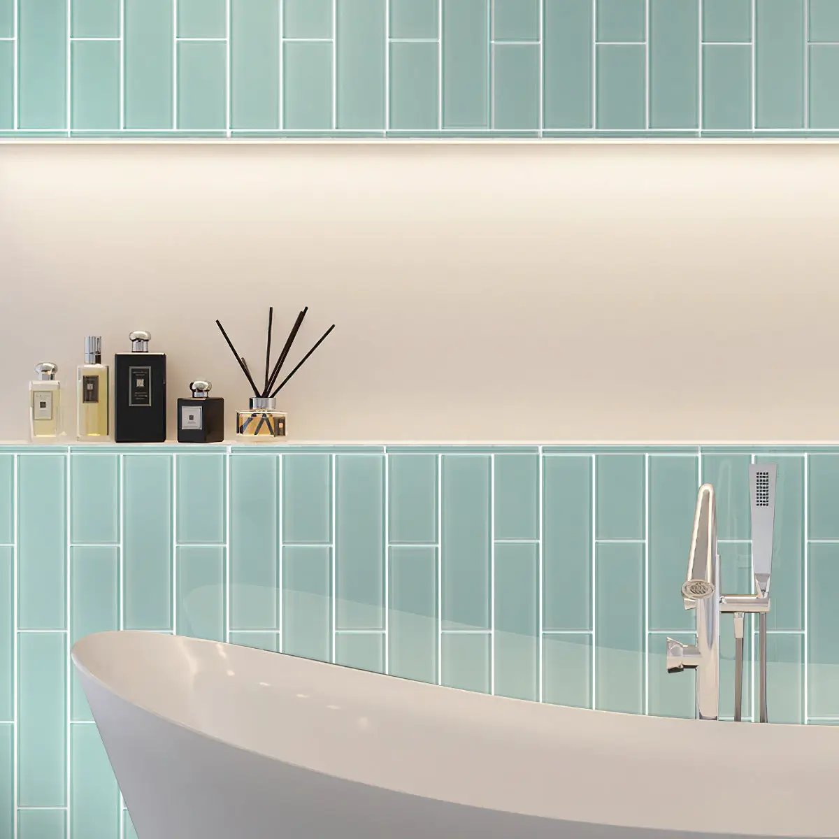 Blizzard Blue 4x16 Glossy Subway Glass Tile (12 pack, 5.33 sq ft/case) by Apollo Tile