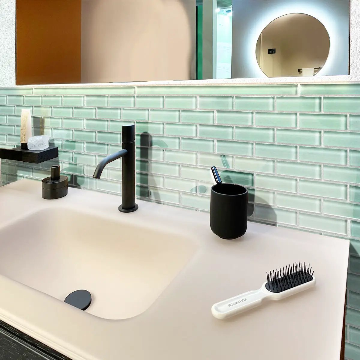 Blizzard Blue 12x12 Glossy Brick Glass Mosaic Tile (5 pack, 4.92 sq ft/case) by Apollo Tile