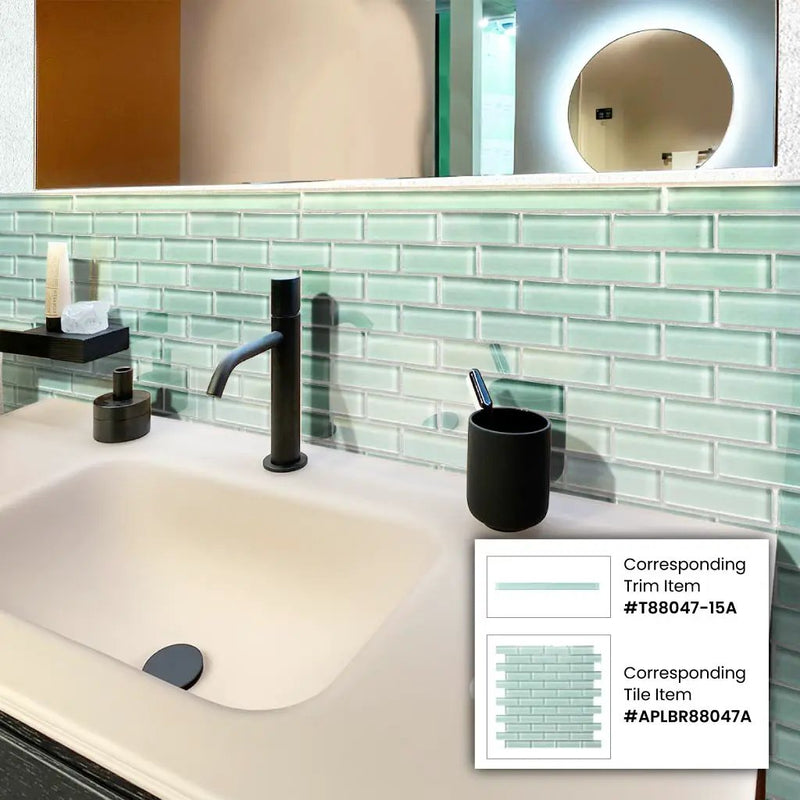 Blizzard Blue 12x12 Glossy Brick Glass Mosaic Tile (5 pack, 4.92 sq ft/case) by Apollo Tile