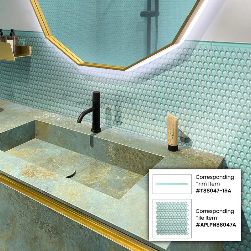 Blizzard Blue 12x12 Glossy Penny Round Glass Mosaic Tile (5 pack, 5 sq ft/case) by Apollo Tile