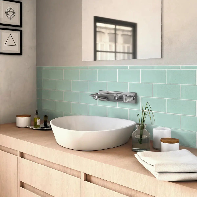 Blizzard Blue 3x6 Matte Subway Glass Tile (40 pack, 5 sq ft/case) by Apollo Tile