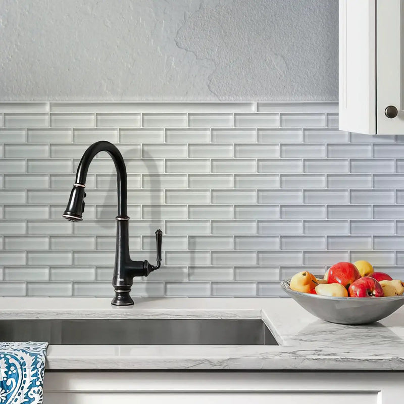 White 12x12 Glossy Brick Glass Mosaic Tile (5 pack, 4.92 sq ft/case) by Apollo Tile