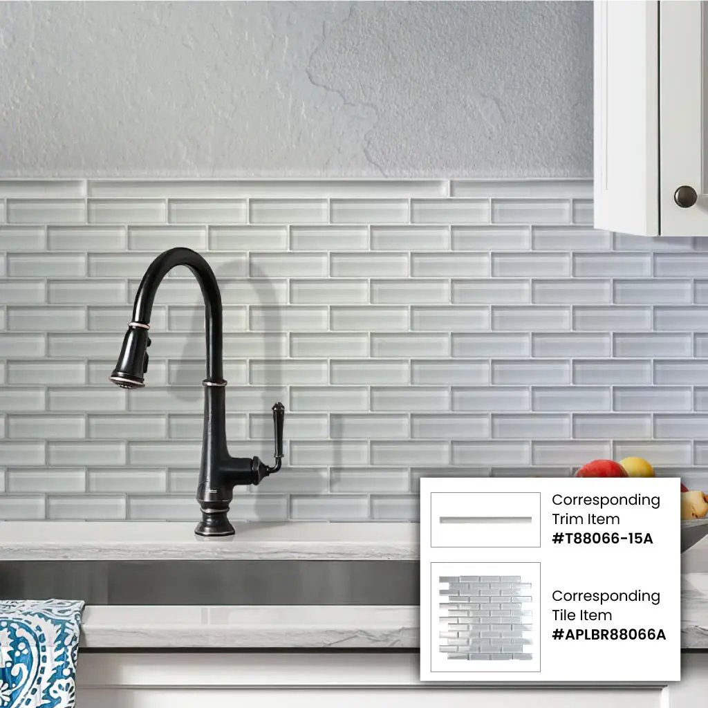 White 0.5x12 Glass Glossy Pencil Tile Trim (10 pack, 0.5 sq ft/case) by Apollo Tile