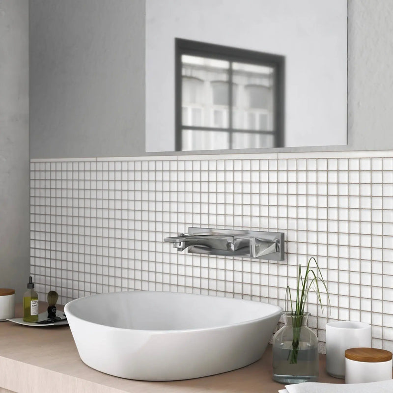 White 0.5x12 Matte Glass Pencil Tile Trim (10 pack, 0.5 sq ft/case) by Apollo Tile