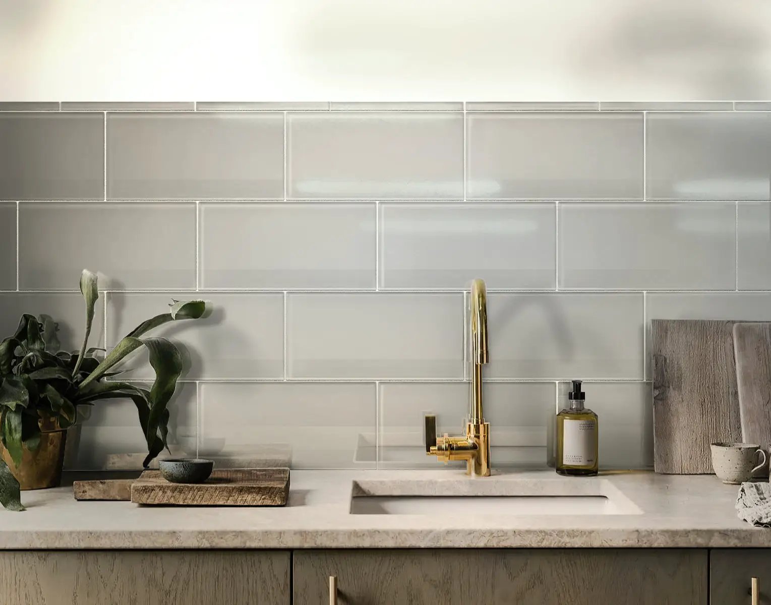 Warm Greige 8x16 Glossy Subway Glass Tile (15 pack, 13.33 sq ft/case) by Apollo Tile