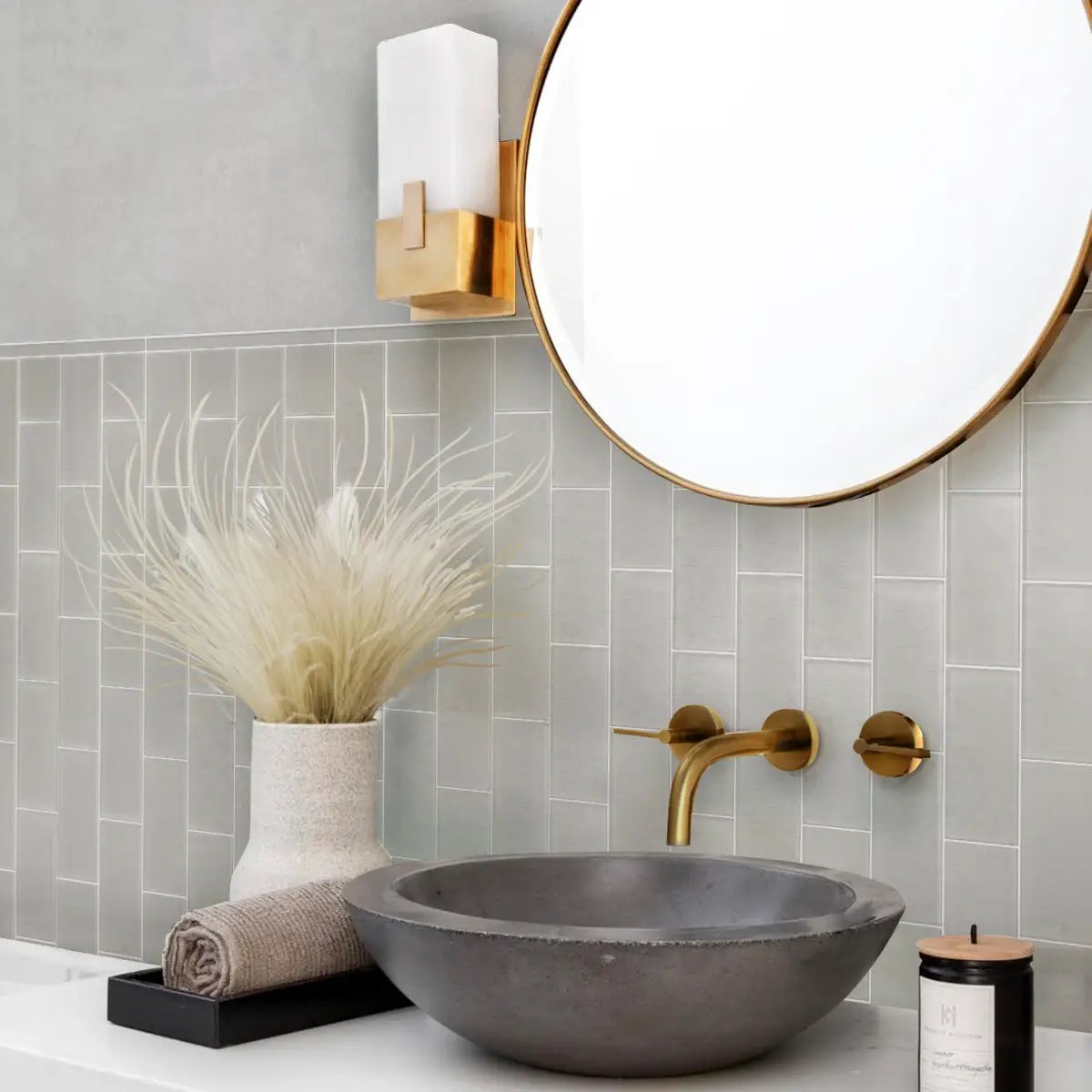 Warm Greige 3x6 Matte Subway Glass Tile (40 pack, 5 sq ft/case) by Apollo Tile