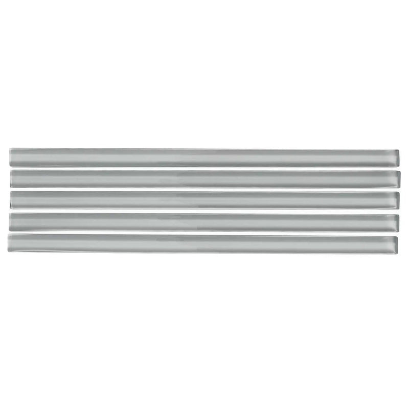 Gray 0.5x12 Glass Glossy Pencil Tile Trim (10 pack, 0.5 sq ft/case) by Apollo Tile