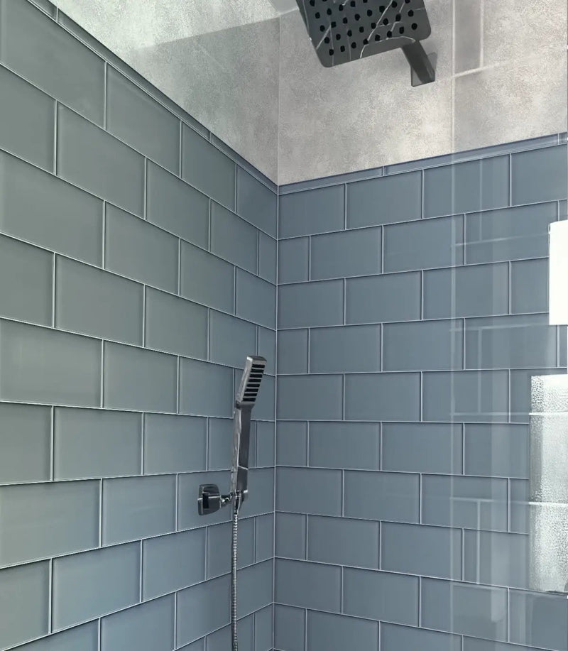 Gray 3x6 Glossy Subway Glass Tile (40 pack, 5 sq ft/case) by Apollo Tile