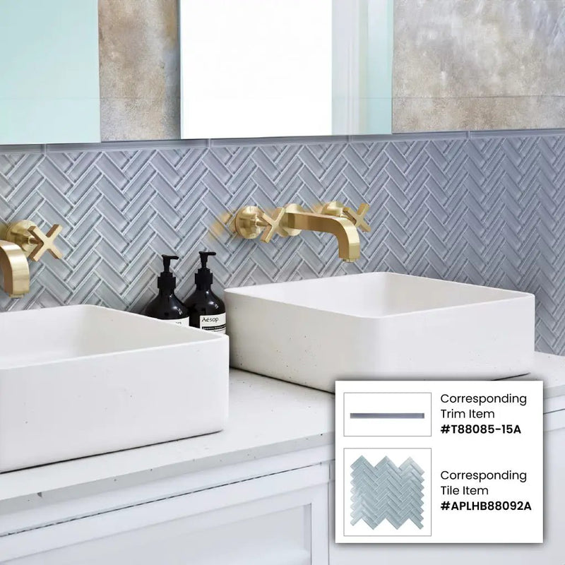 Gray 11x13 Glossy Herringbone Glass Mosaic Tile (5 pack, 4.8125 sq ft/case) by Apollo Tile