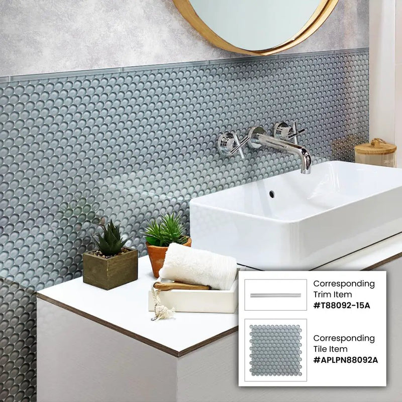Gray 0.5x12 Glass Glossy Pencil Tile Trim (10 pack, 0.5 sq ft/case) by Apollo Tile