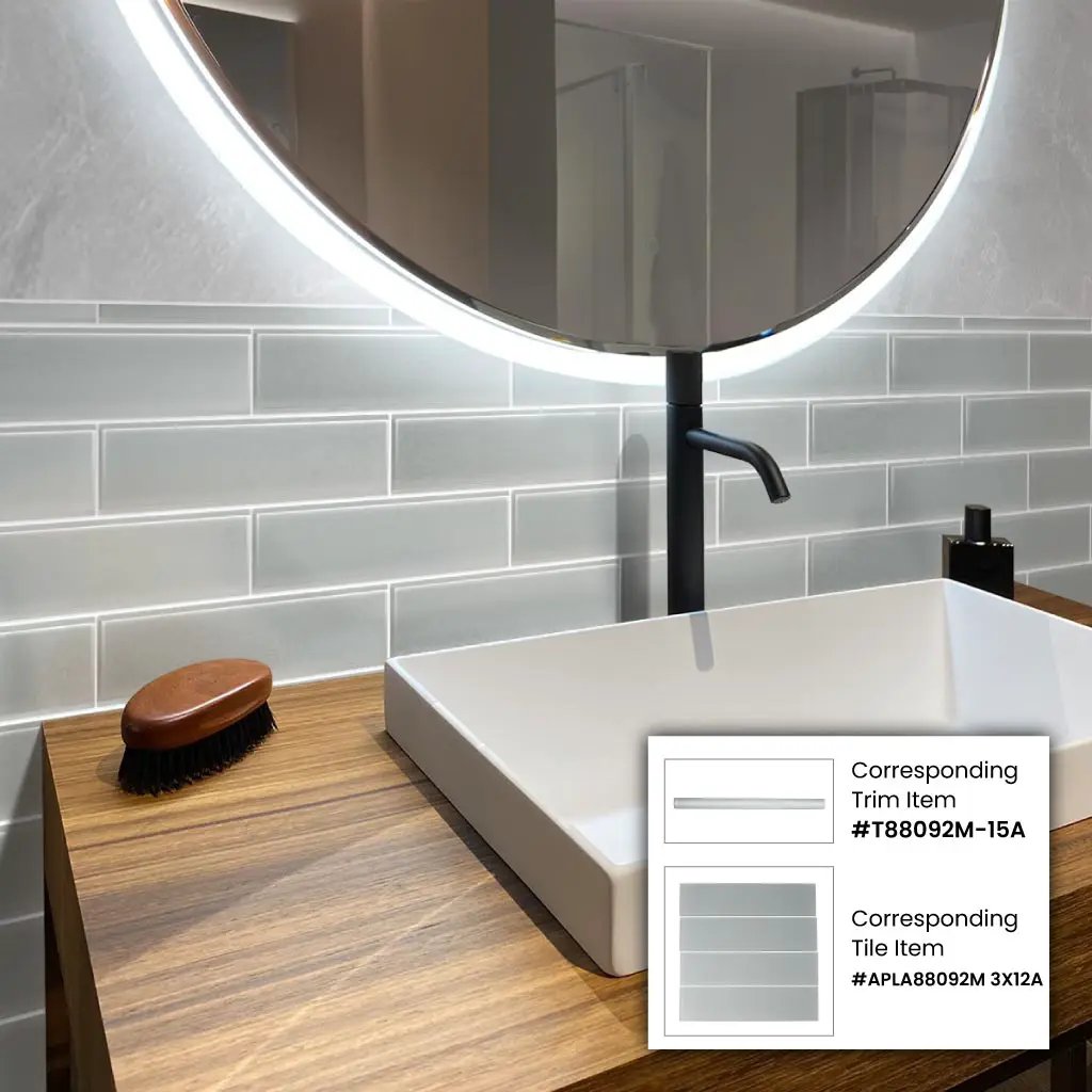 Gray 0.5x12 Matte Glass Pencil Tile Trim (10 pack, 0.5 sq ft/case) by Apollo Tile