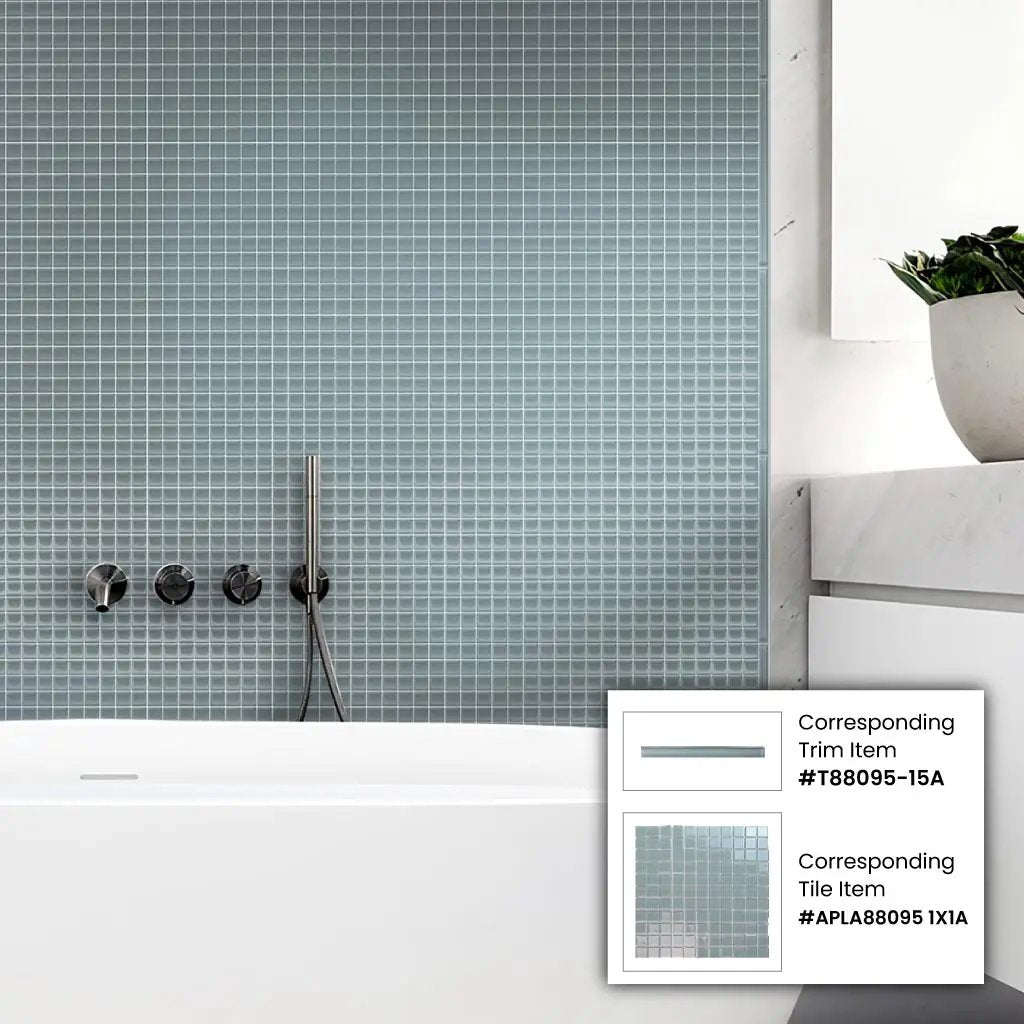 Stone Blue 12x12 Glossy Square Glass Mosaic Tile (10 pack, 9.67 sq ft/case) by Apollo Tile