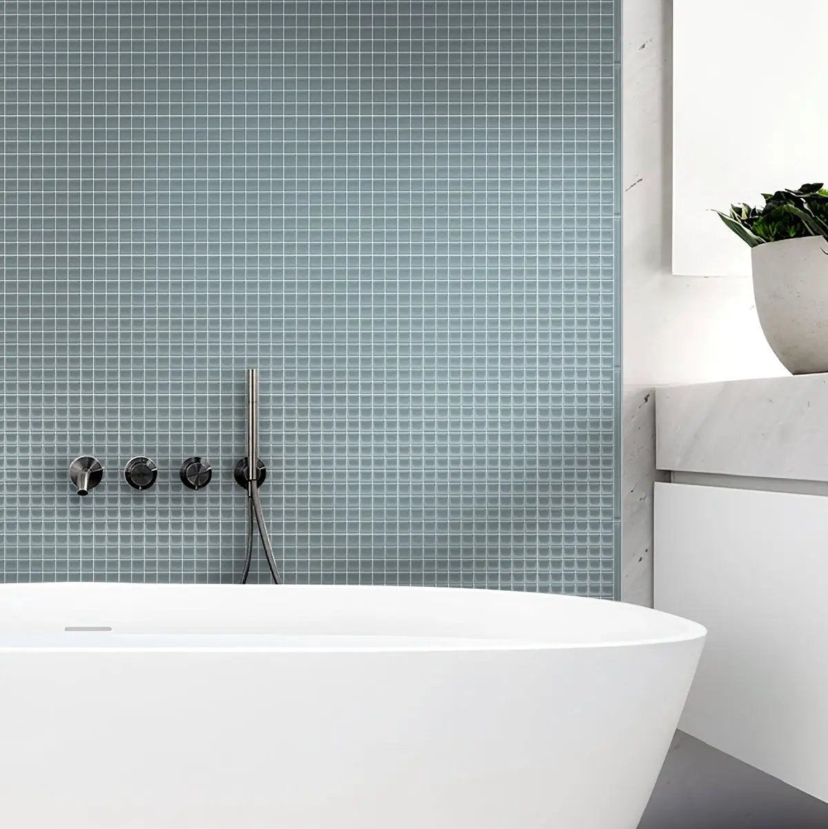 Stone Blue 12x12 Glossy Square Glass Mosaic Tile (10 pack, 9.67 sq ft/case) by Apollo Tile