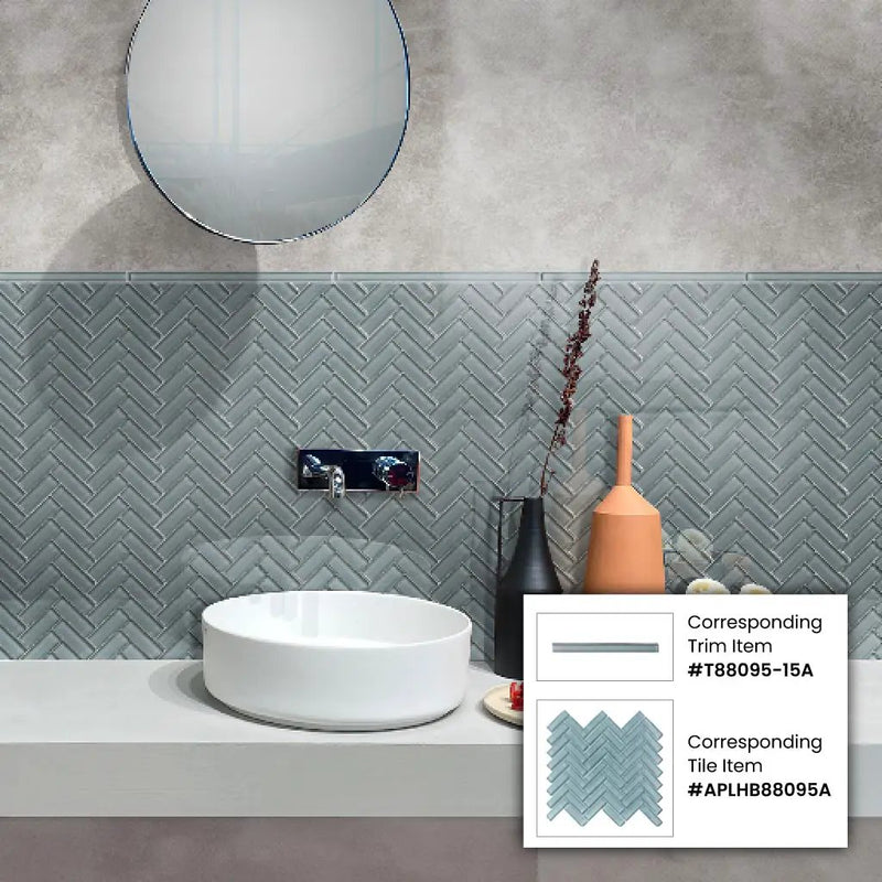 Fossil Gray 0.5x12 Glossy Glass Pencil Tile Trim (10 pack, 0.5 sq ft/case) by Apollo Tile