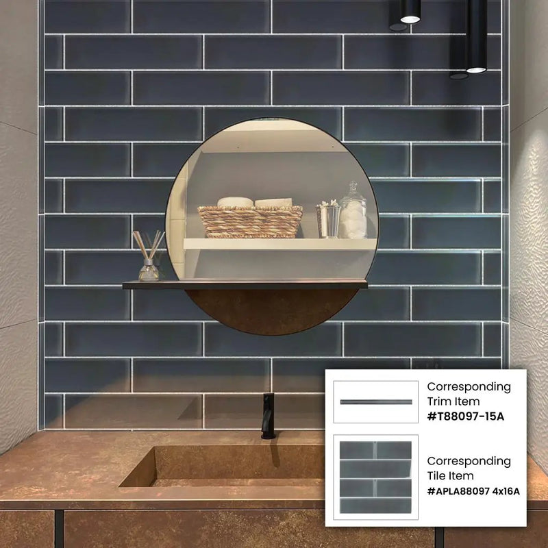 Coin Gray 4x16 Glossy Subway Glass Tile (12 pack, 5.33 sq ft/case) by Apollo Tile