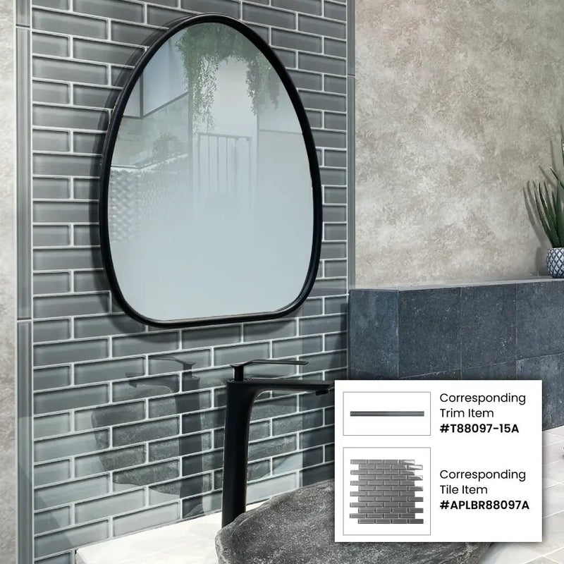 Dark Gray 0.5x12 Glass Glossy Pencil Tile Trim (10 pack, 0.5 sq ft/case) by Apollo Tile