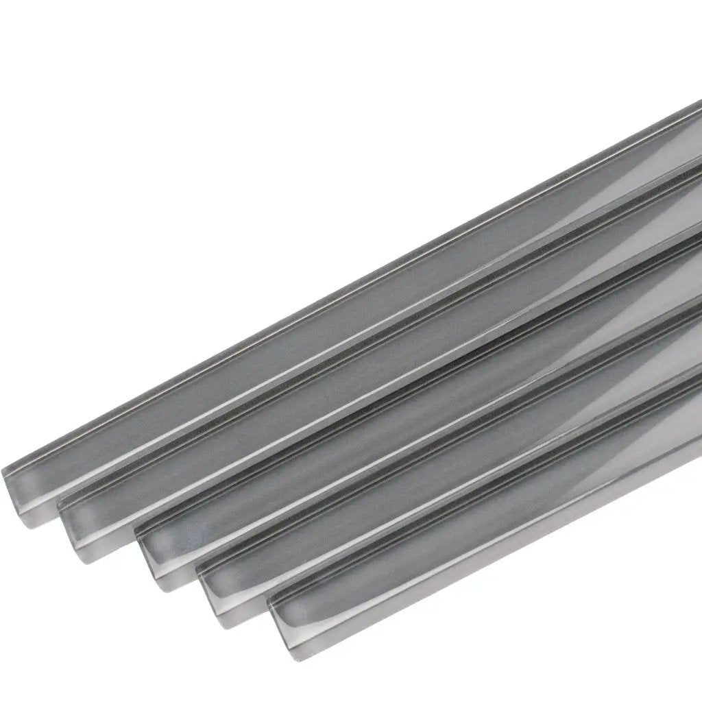 Dark Gray 0.5x12 Glass Glossy Pencil Tile Trim (10 pack, 0.5 sq ft/case) by Apollo Tile