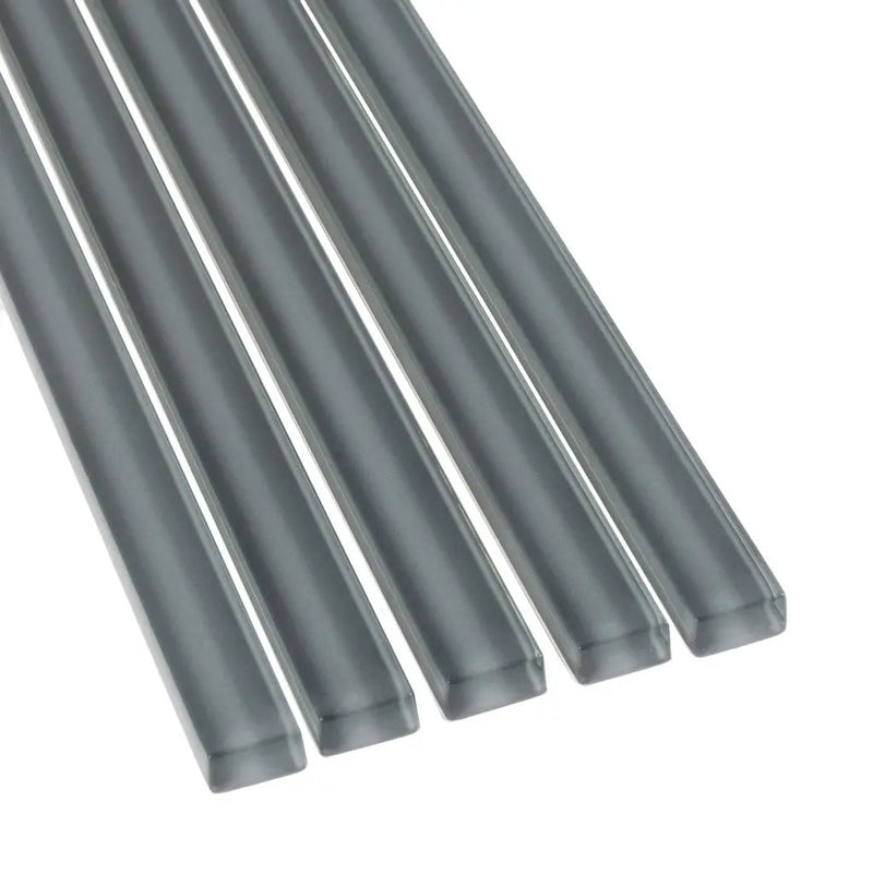 Dark Gray 0.5x12 Glass Glossy Pencil Tile Trim (10 pack, 0.5 sq ft/case) by Apollo Tile