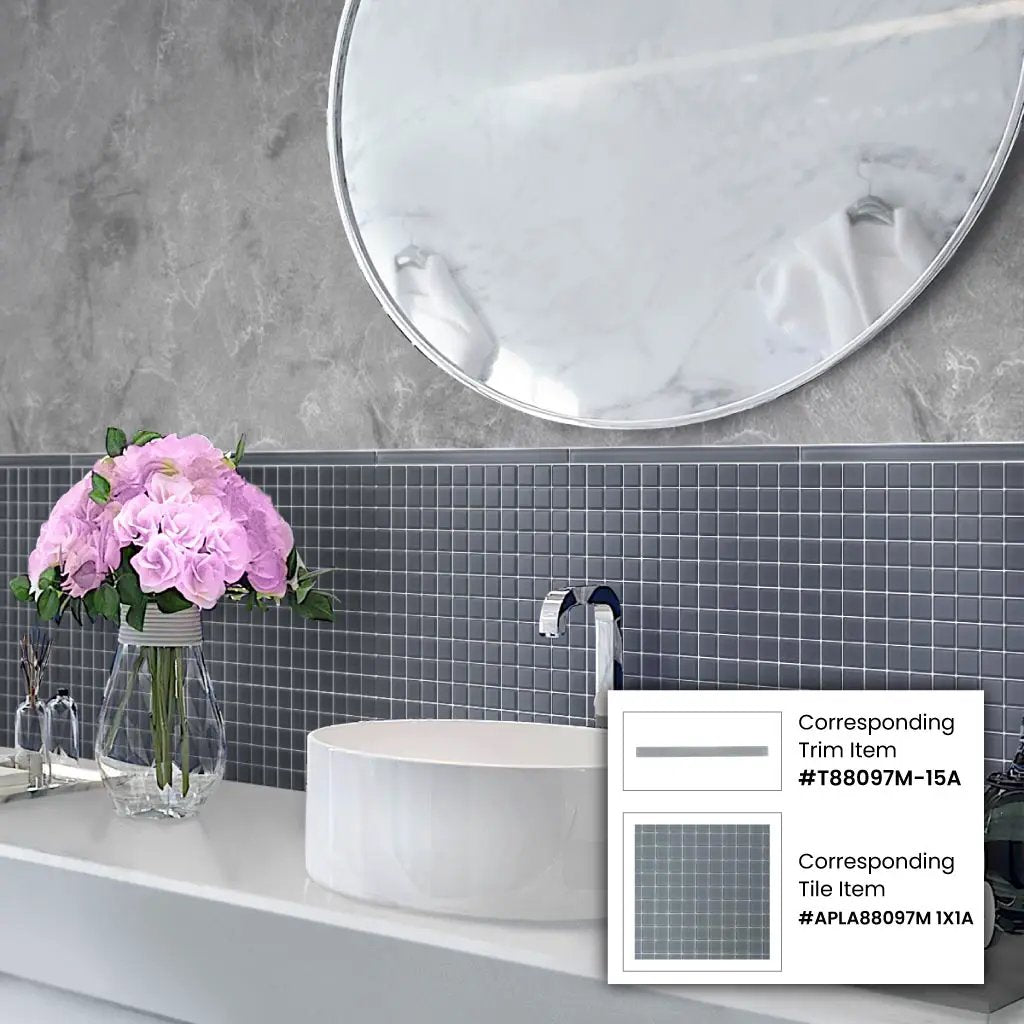 Coin Gray 12x12 Matte Square Glass Mosaic Tile (10 pack, 9.67 sq ft/case) by Apollo Tile