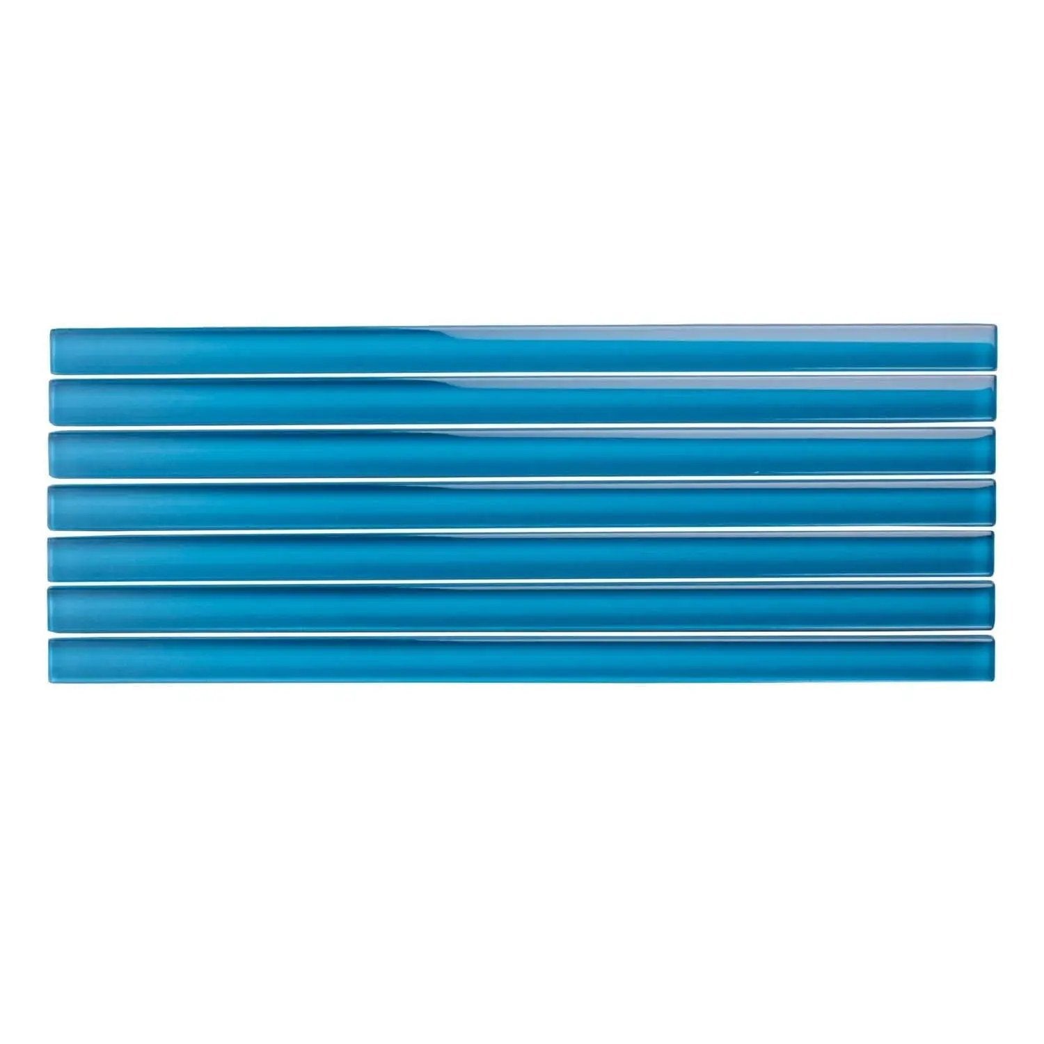 Cerulean Blue 0.5x12 Glossy Glass Pencil Tile Trim (10 pack, 0.5 sq ft/case) by Apollo Tile