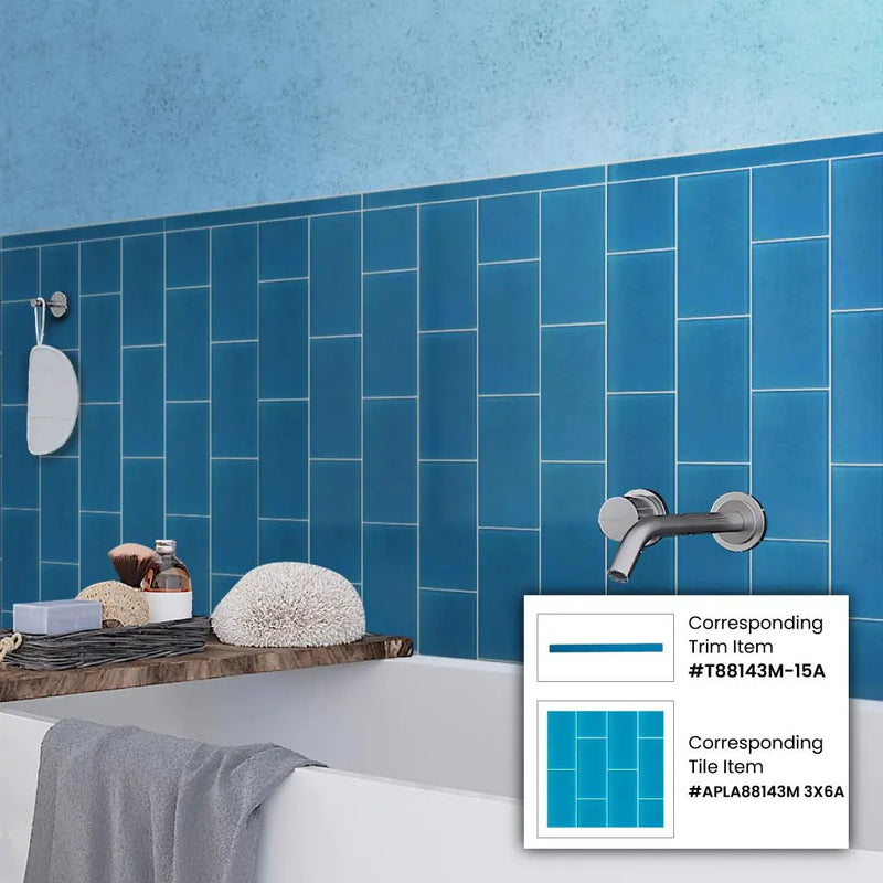 Cerulean Blue 3x6 Matte Subway Glass Tile (40 pack, 5 sq ft/case) by Apollo Tile