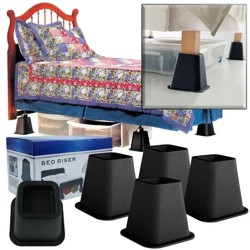 6-inch High Bed Risers in Black - 4-Pack by HomePacific