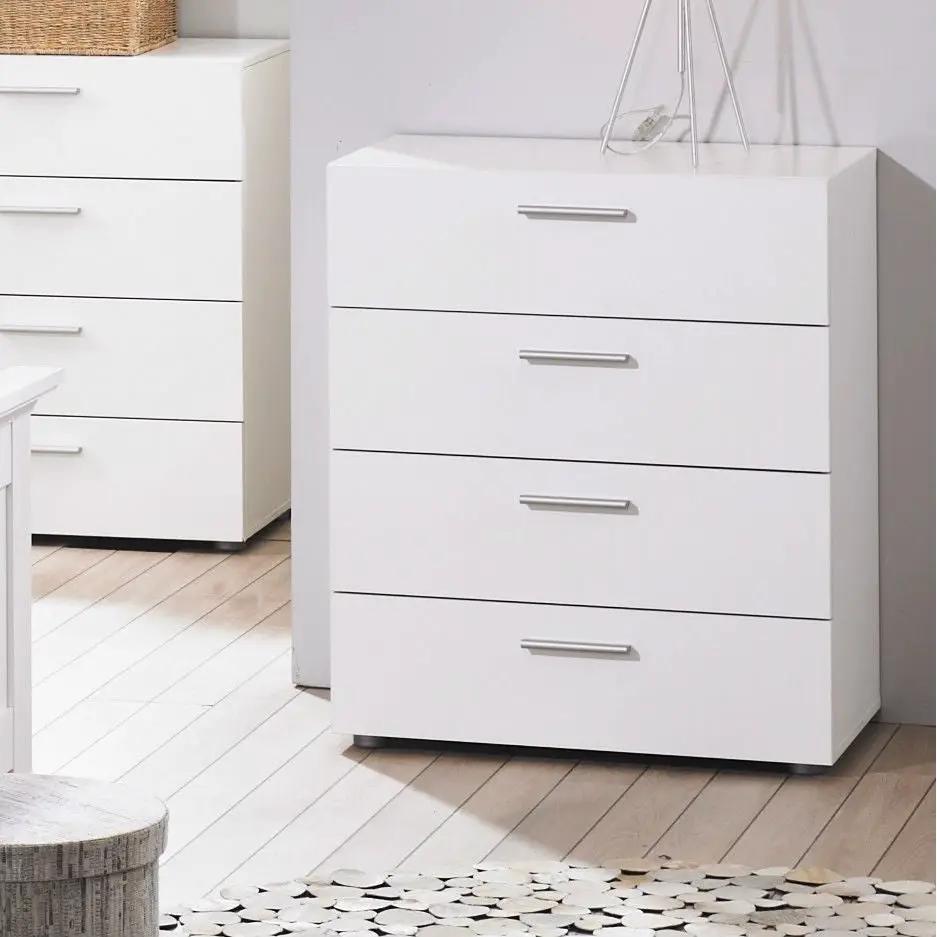 Contemporary Style White 4-Drawer Bedroom Bureau Storage Chest by HomePacific