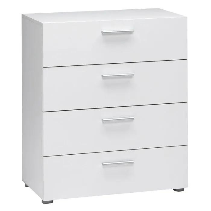 Contemporary Style White 4-Drawer Bedroom Bureau Storage Chest by HomePacific