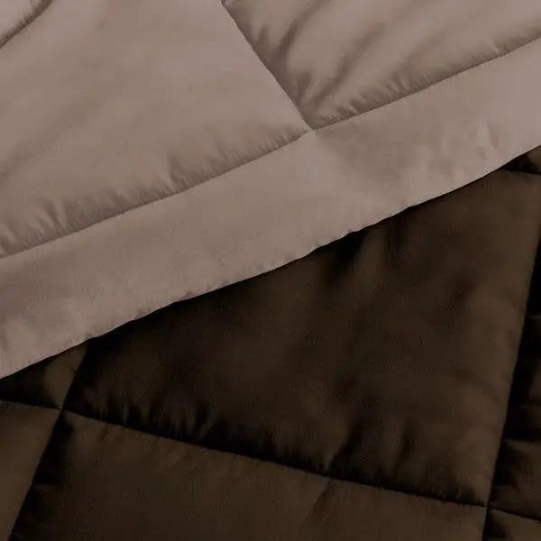 Full/Queen 3-Piece Microfiber Reversible Comforter Set in Taupe Brown by HomePacific