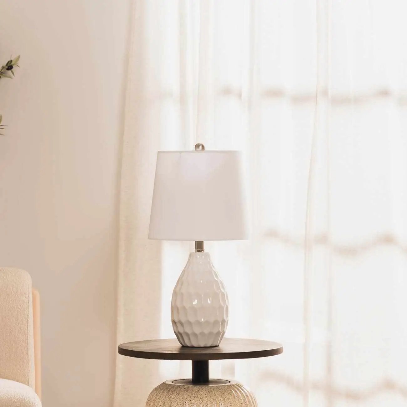 Taguig White Ceramic Table Lamp by Boutique Rugs