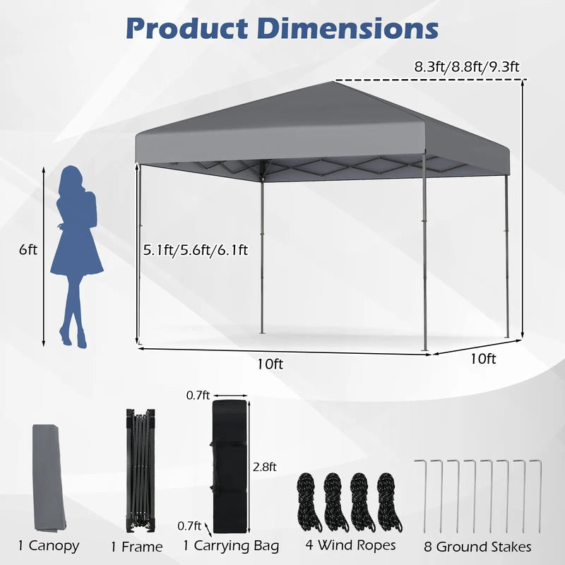 10 X 10 Feet Pop up Canopy Tent with Portable Carrying Bag and 8 Stakes by DirectDeals