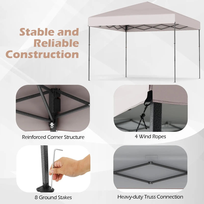 10 X 10 Feet Pop up Canopy Tent with Portable Carrying Bag and 8 Stakes by DirectDeals