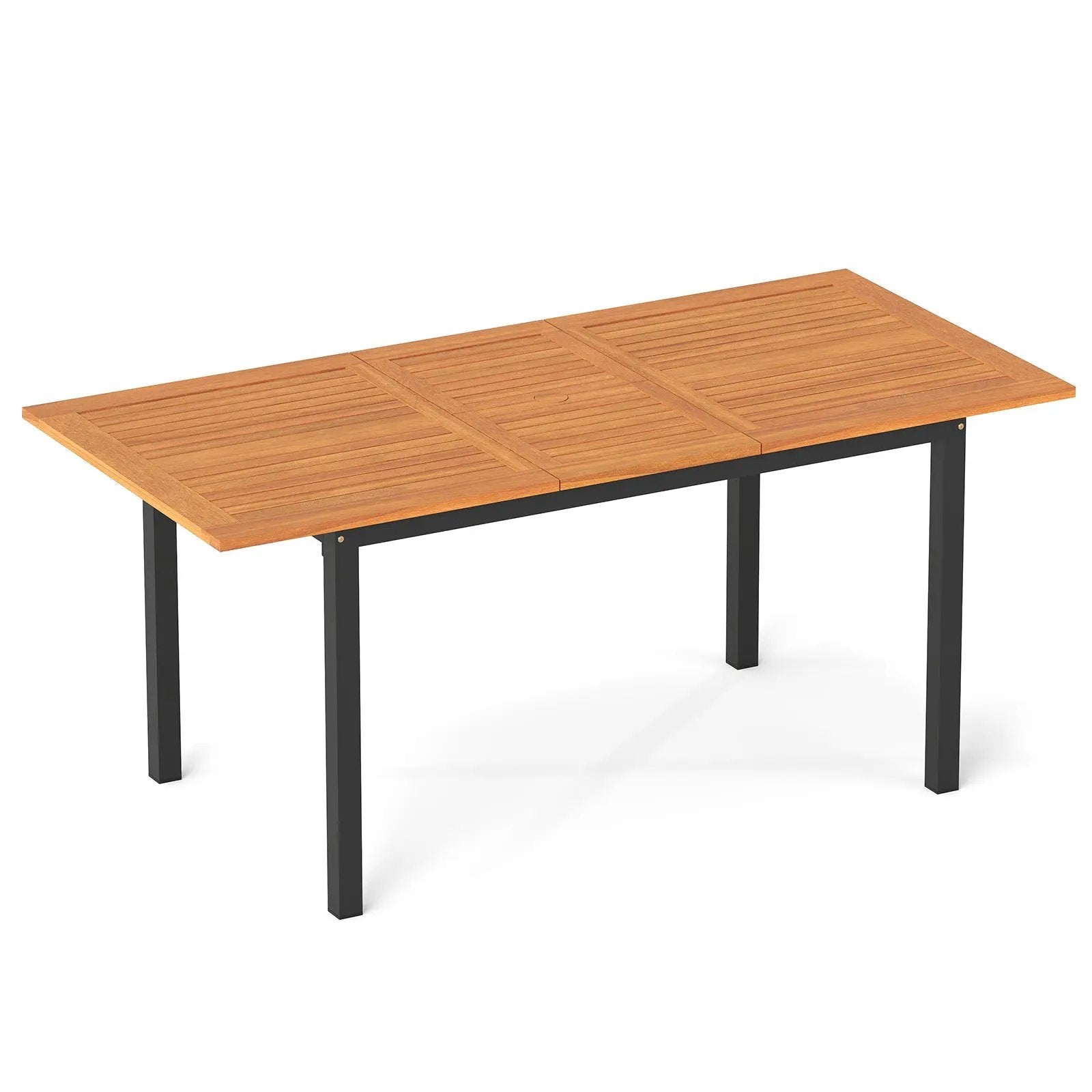 4-8 Person Extendable Solid Wood Dining Table with Umbrella Hole by DirectDeals