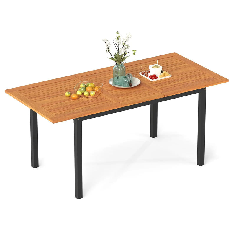 4-8 Person Extendable Solid Wood Dining Table with Umbrella Hole by DirectDeals