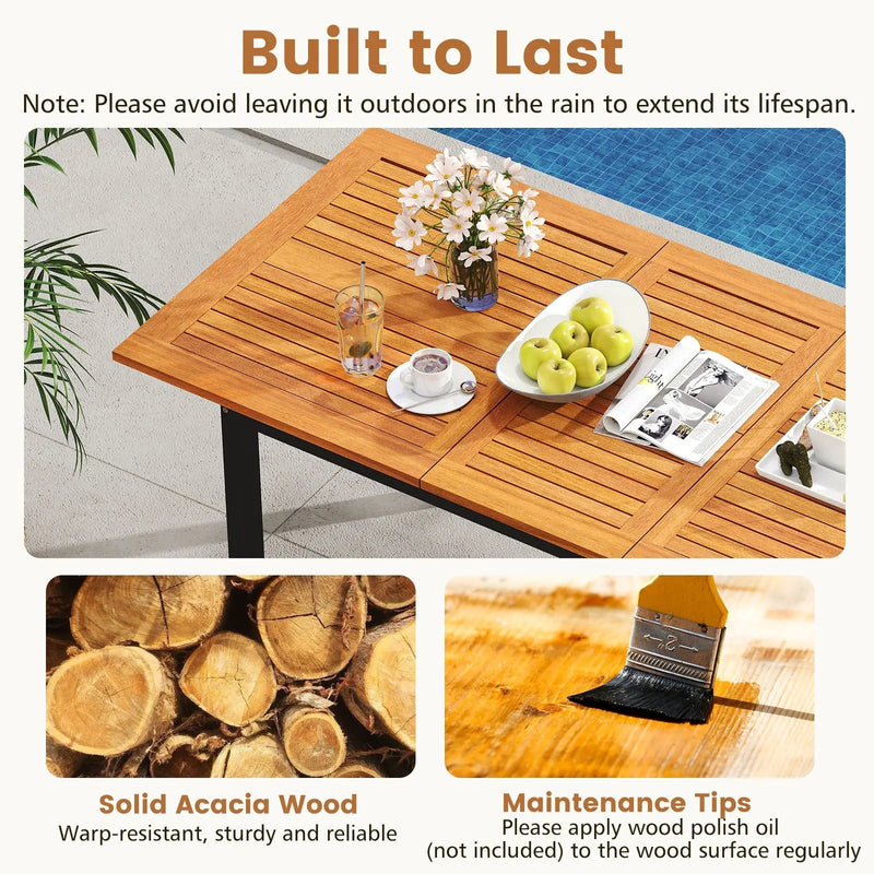 4-8 Person Extendable Solid Wood Dining Table with Umbrella Hole by DirectDeals