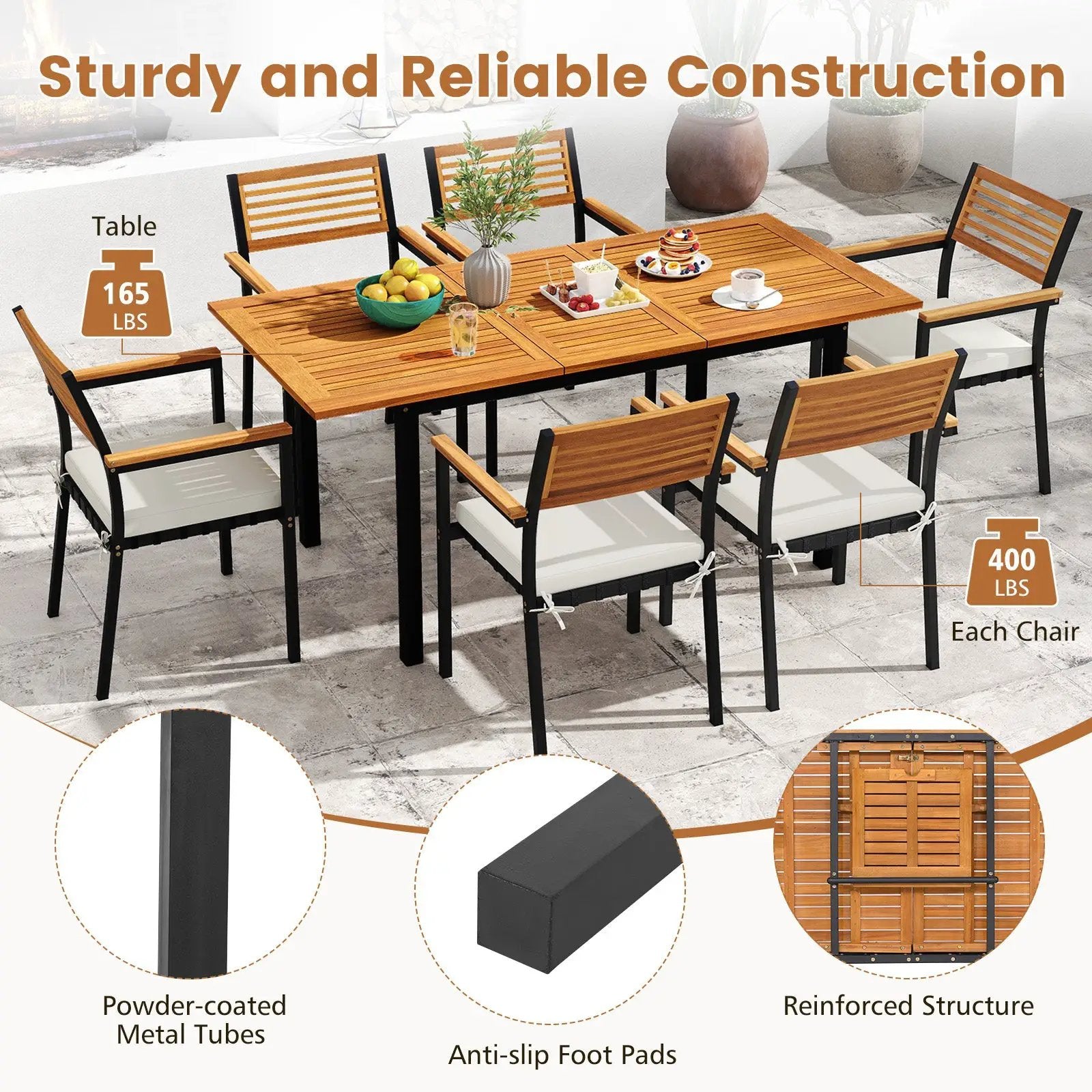 4-8 Person Extendable Solid Wood Dining Table with Umbrella Hole by DirectDeals