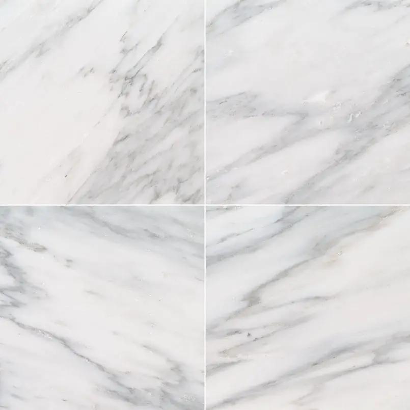 Arabescato Carrara Honed Marble Tiles 12x12 close up