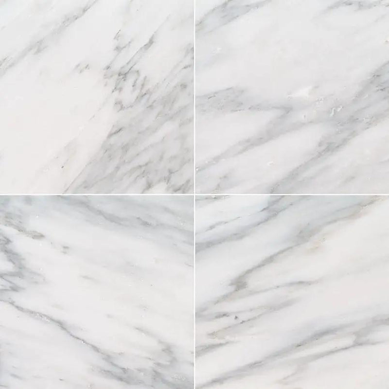 Arabescato Carrara Honed Marble Tiles 12x12 close up