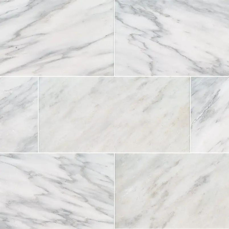 Arabescato Carrara Polished Marble Tiles 12x24 close up